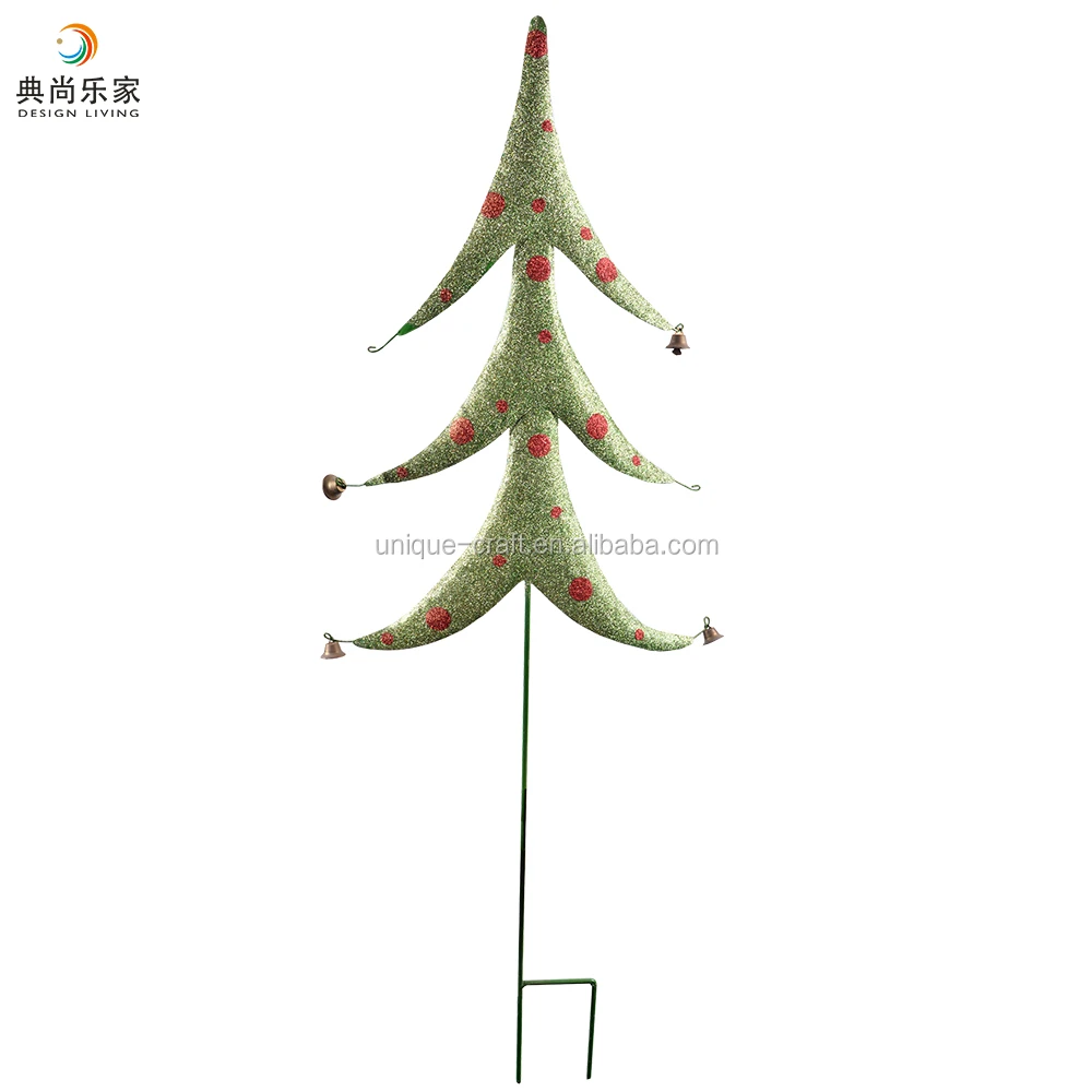 Glittering Green Metal Christmas Tree Decorations Outdoor Garden Yard h Stake