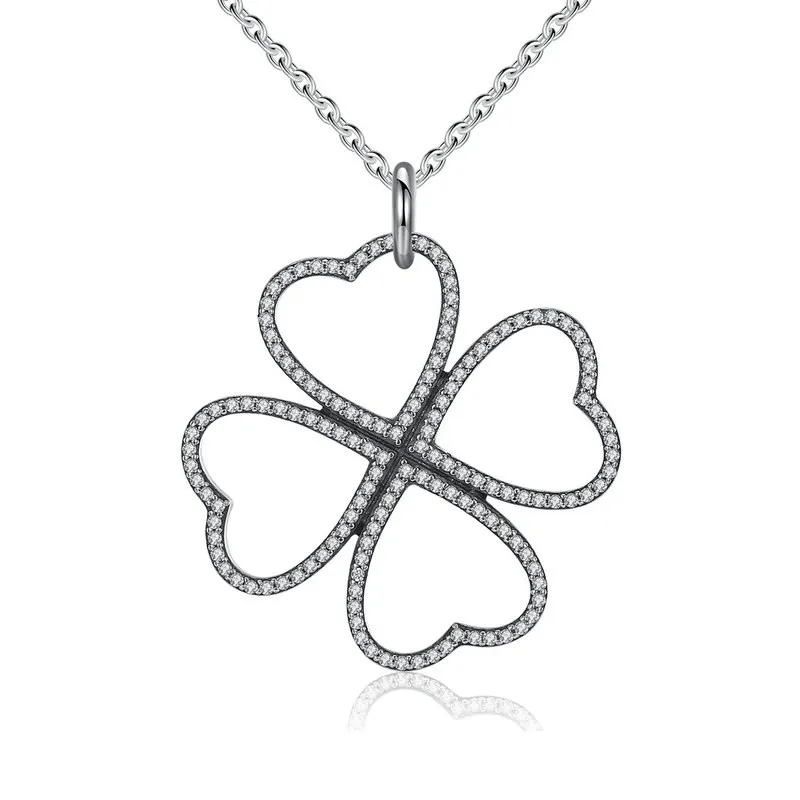

925 Silver Petals Of Love Clover Pendant Trendy Necklaces For Women