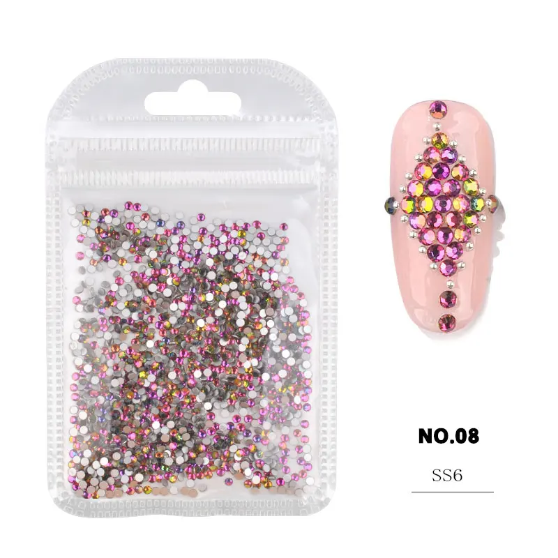 

Misscheering 1440 Pcs SS6 30 Colors Crystal Nail Rhinestones Non HotFix Glass Stones Charm Strass Manicure Decorations