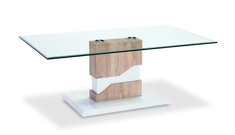 Modern simple top glass wooden MDF Legs center coffee table End Table  for living room