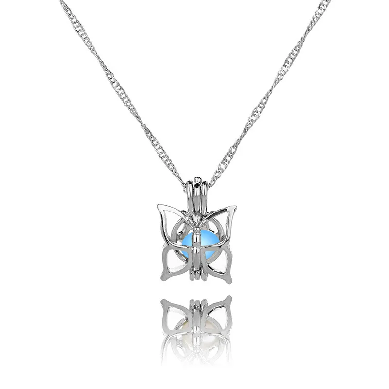 

Fashion luminous Hollow design butterfly shape pendant necklace wholesale, N/a