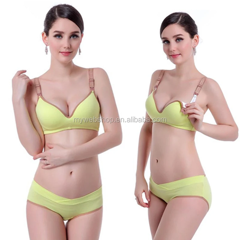 

Cotton One-piece Pregnant Bra and Panty Set New Design Deep V Front Button Breast feeding Nursing Bra Set, N/a