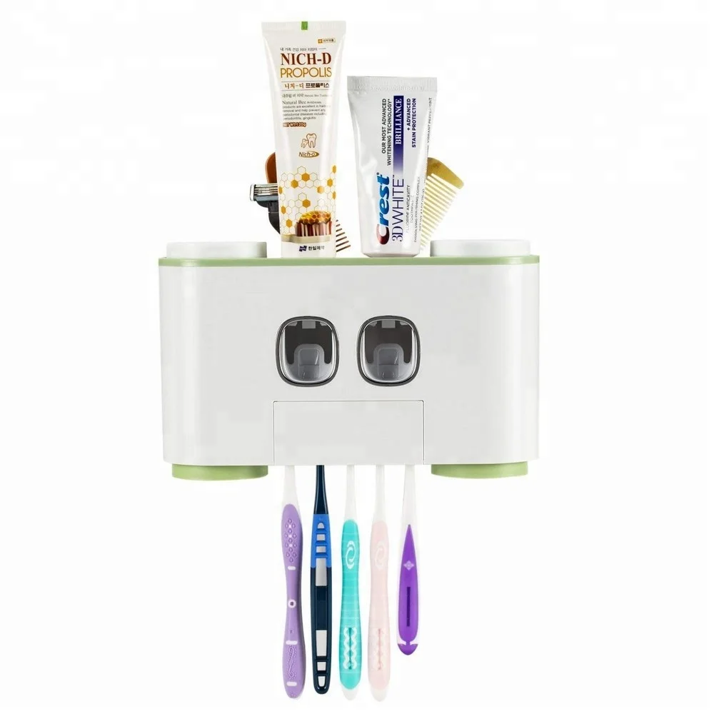

China Supplier New 2019 Products Ecoco Auto Squeezing Toothpaste Dispenser with 5 Pcs Toothbrush Holder