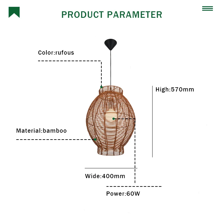 2019 nice design handmade rattan pendant light