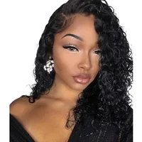 

Long Jerry Curly Human Hair Side Part Lace Front Wig With Natural Hairline