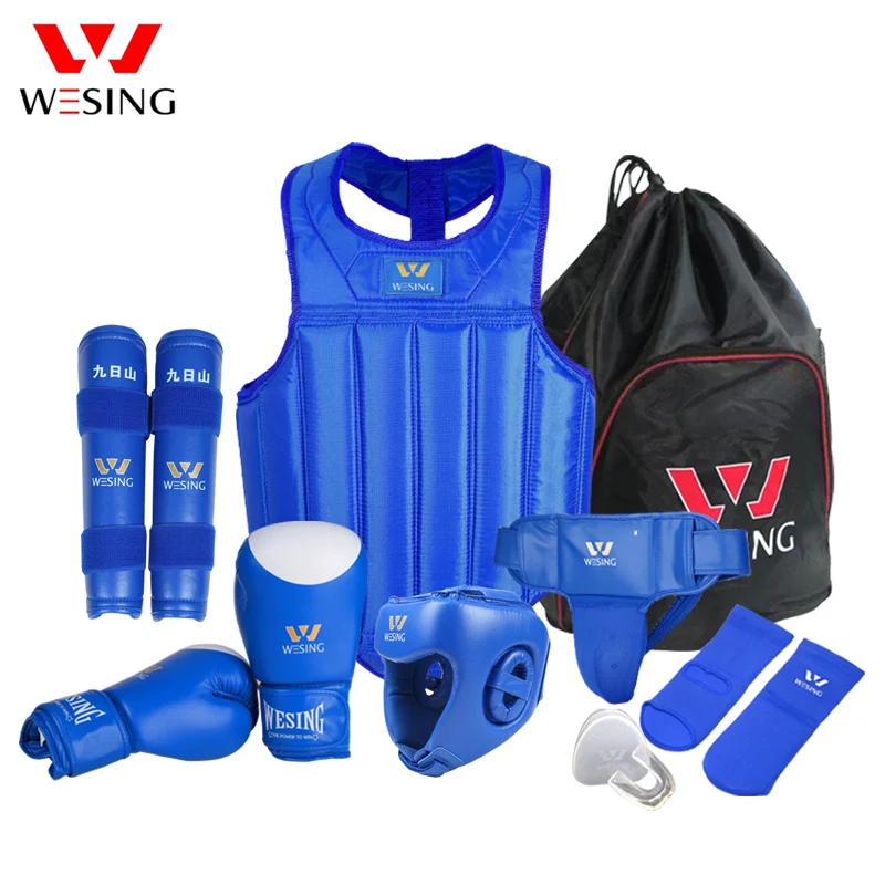 

Wesing wushu sanda 8pcs set sanda protective gear sanda equipment, Black red blue