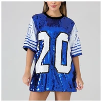 

2019 hot sale sparkle bling t shirts wholesale sequin t shirt dress with numbers