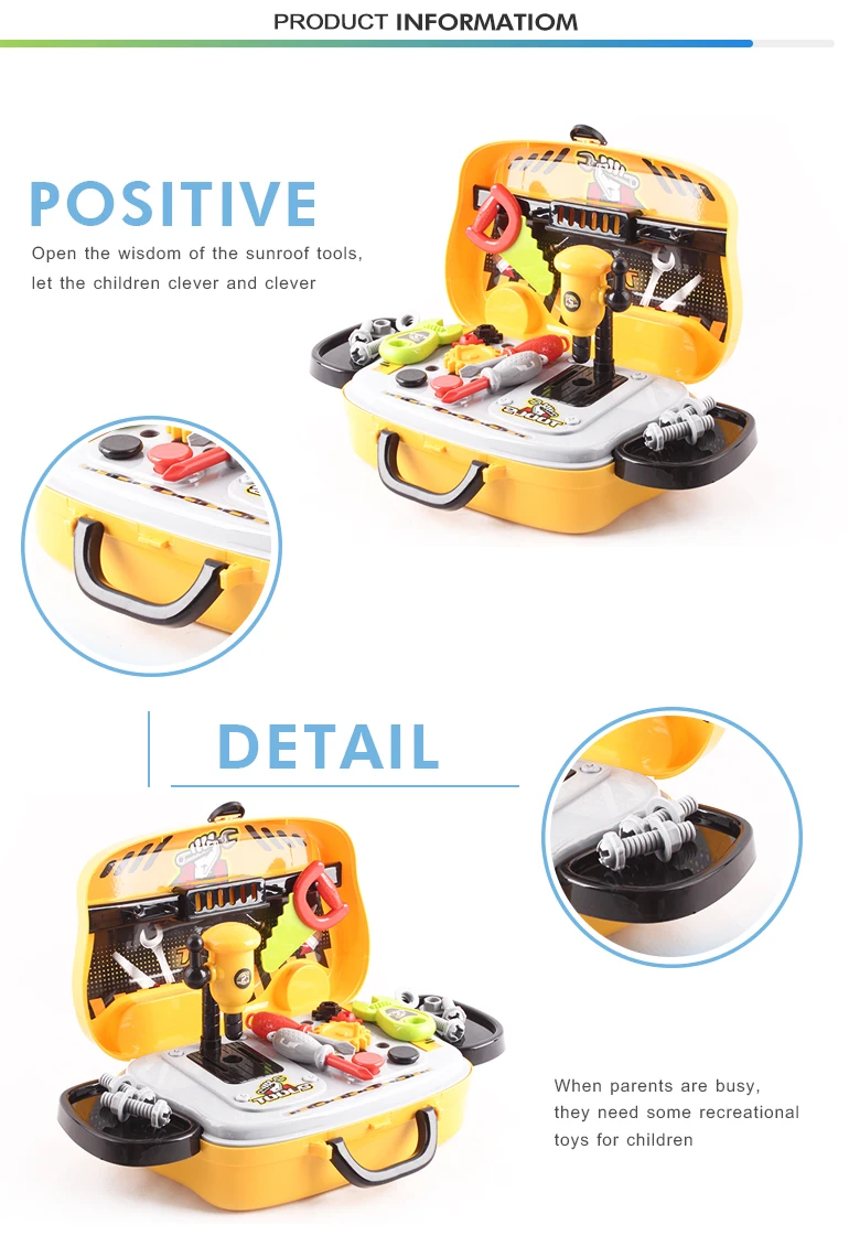 Educational portable pretend play kids tool games table plastic hand mechanic toy tool box set