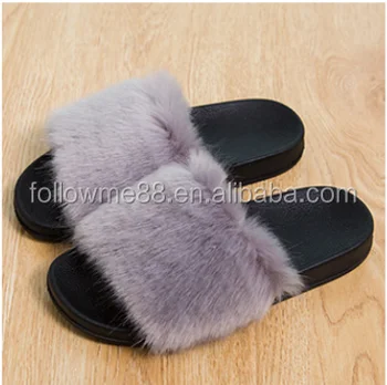 girls faux fur slippers