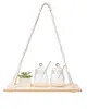 Rope Plant Hanger Hanging Floating Shelves Storage Swing Wooden Plank Display for Flower Pot