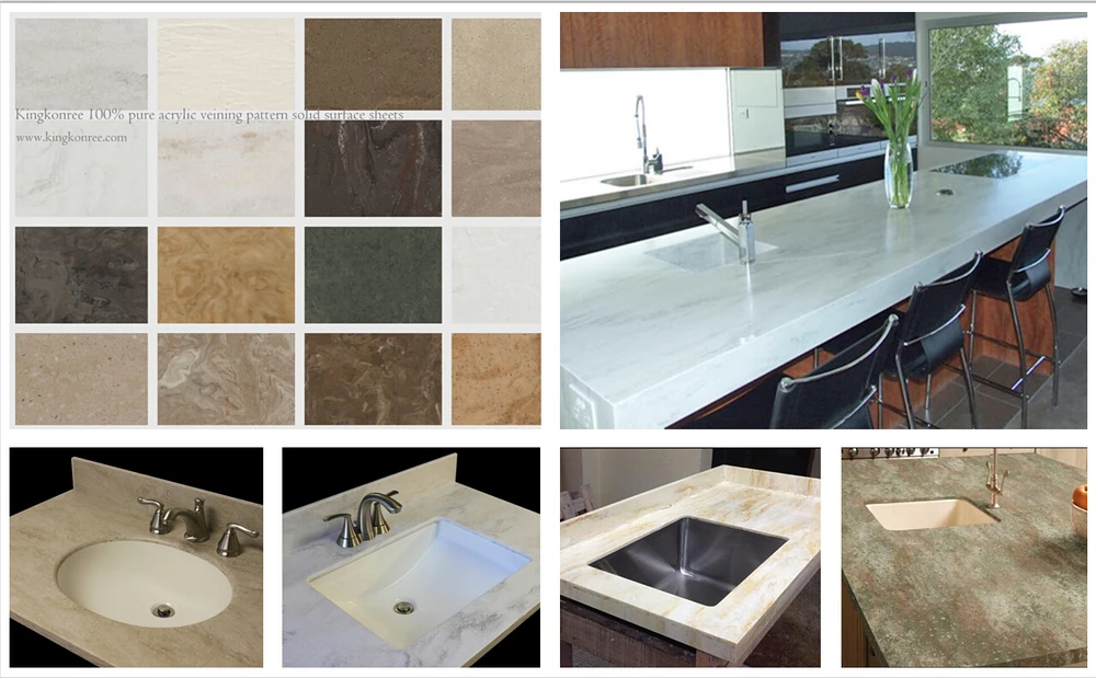 Counter Top Acrylic Molded Integrated All In One Bathroom Sink And