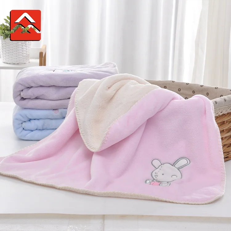 
Double Flannel Blanket Children Cartoon Embroidered Baby Blanket 