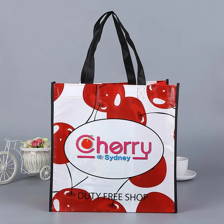 Black Custom Foldable Cheap Promotional Carry Bag Non Woven Fabric Bag