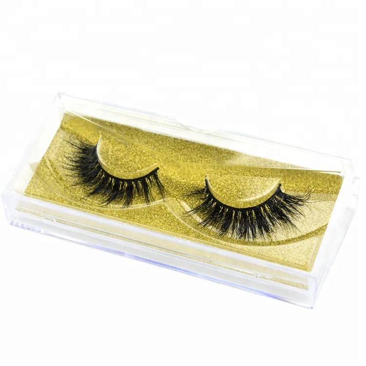 

mink eyelashes lashes with Plastic round packaging box, Natural black