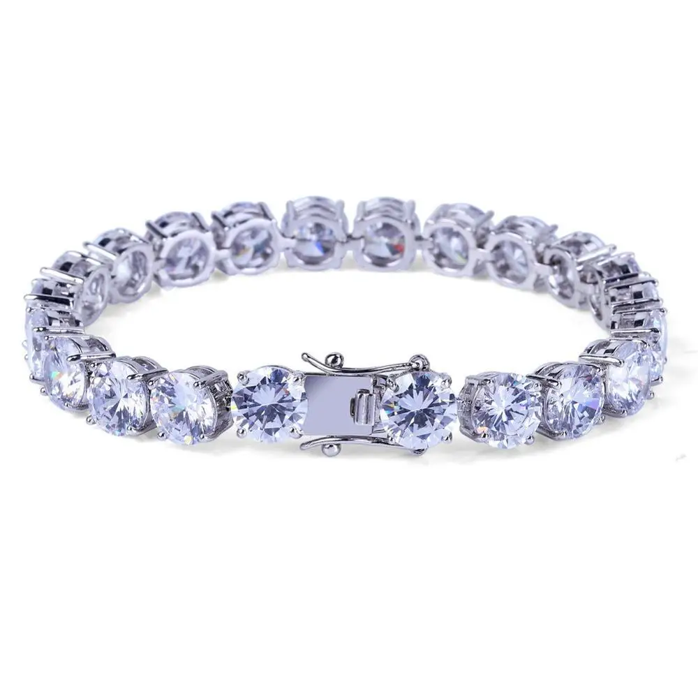 Hip Hop Bling Iced Out Mens Hip Hop Bracelet Zircon Tennis Chain Bracelets Women Men 1 Row CZ Link Chain Jewelry Gold Silver