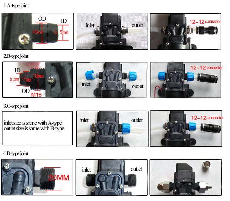 Car Cleaning Agriculture Self-priming DC 12V 24V 8L/min 100W High Pressure Electric Diaphragm Mini Water Pump