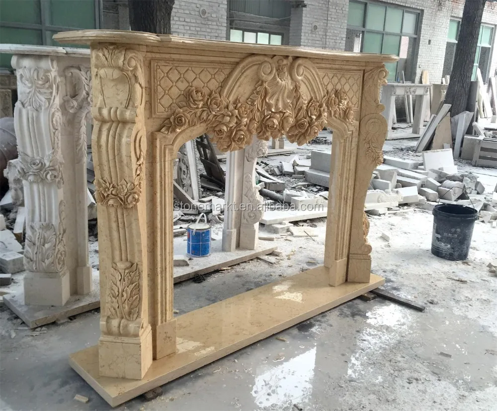 Antieke stijl gesneden steen insert muur kunstmatige surround ...