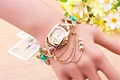 5colors Europe Trendy Punk Vintage Beryl Beads Strand Pendant Charm Women Bracelet Bangle Clover Alloy Chain