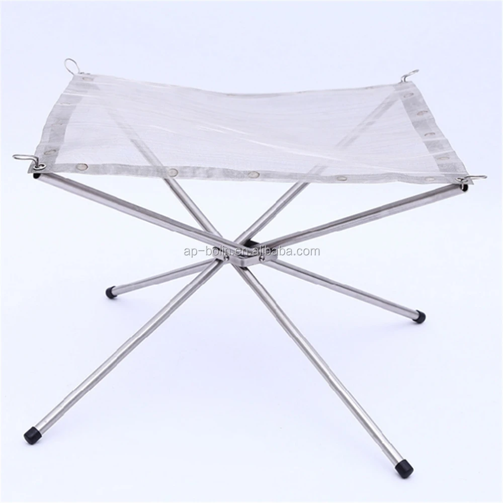 Portable Stainless Steel Mesh Camping Fire Pit Outdoor Wood Holder