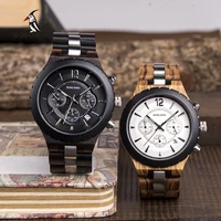 

Stainless Steel Men's Military Wood Watch Quartz Auto Date Wristwatch Relogio Masculino