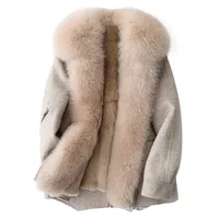 

2019 Modern Style Winter Jacket Parka Fox Fur Collar Coat Warm Rabbit Fur Lined Women Parka with Real Fur Trim
