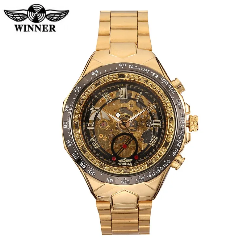 Winner Men Skeleton Watch Top Brand Luxury Automatic Mechanical wristwatch gold skeleton vintage watches skeleton