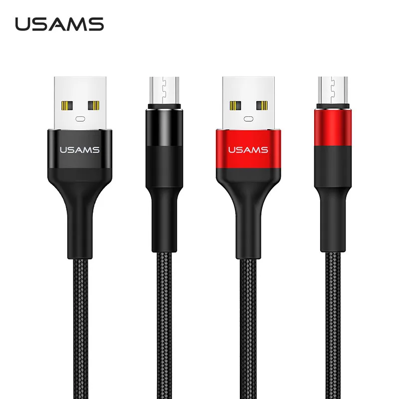 

USAMS New 5V 2A 1.2m U5 Micro USB Braided Data Charging cable usb, Black;white;cyan;pink;yellow