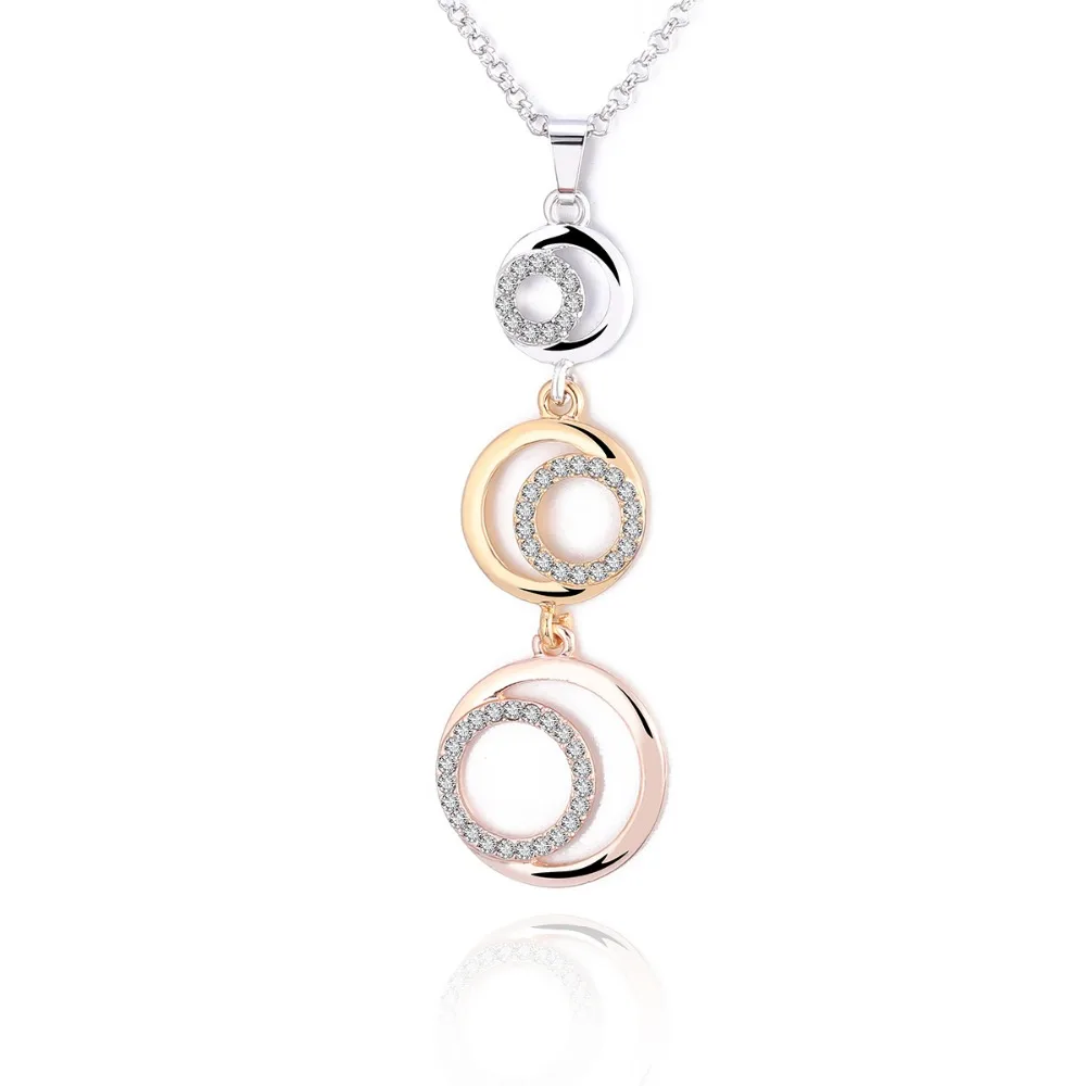 

XL05747 Fashion eco-friendly alloy high quality cheap long pendant circle ring necklace, Gold/silver/3 colors