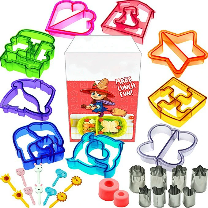 

29pc Sandwich Cutter Set for Kids of All Ages - Turn Vegetables, Fruits, Cheese, and Cookie Into Fun Bites, Blue, yellow, red, green, etc