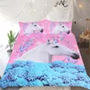 Blue Daisy Bedding Set 3D Unicorn Duvet Cover Set Flowers And Pink Blue Horse Bedclothes For Girls