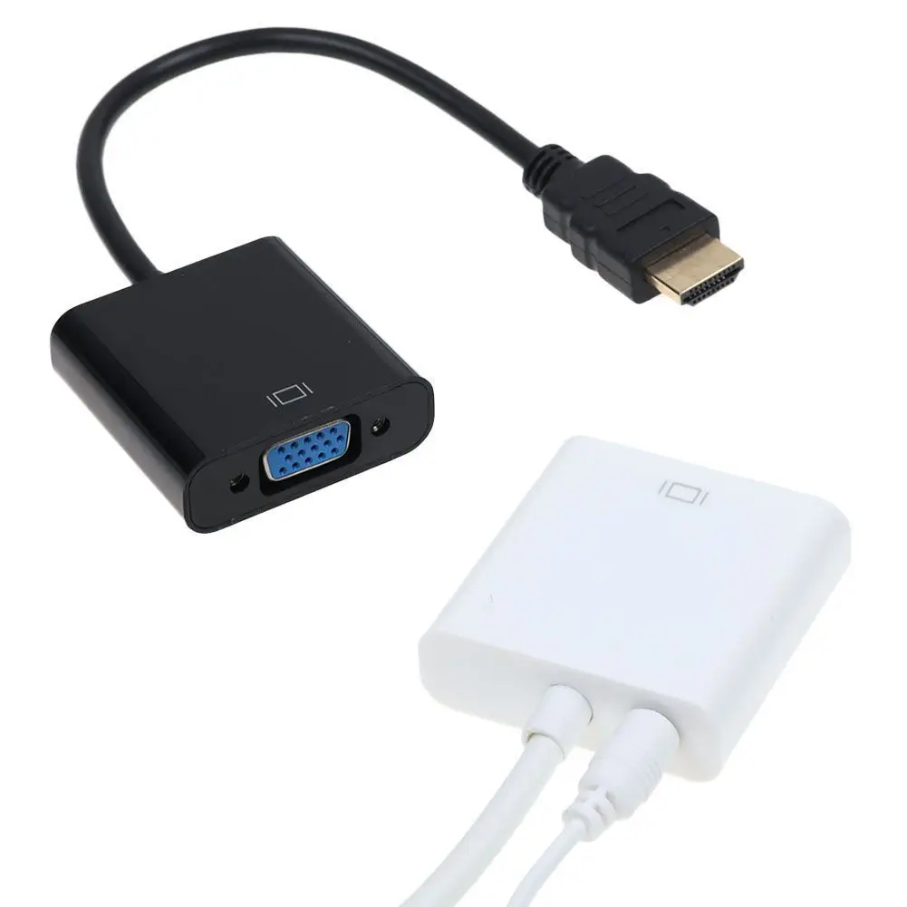 

Free shipping High Quality Gold Plated HDMI to VGA Adapter Black Cable Converter with 3.5mm Audio Cable