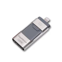 

Wholesale metal pendrive Multi Functional 3 in 1 otg usb flash drive 8GB 16GB 32GB 64GB memory stick for IOS PC Android Devices