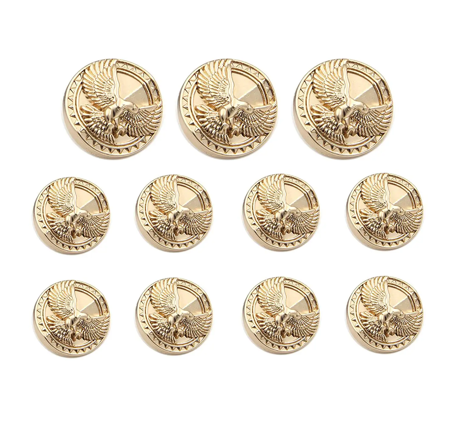 Uniform Meillia 14 Pieces Black Gold Metal Blazer Button Set 15MM 20MM for Blazers Black Gold Jackets Suits Sport Coats