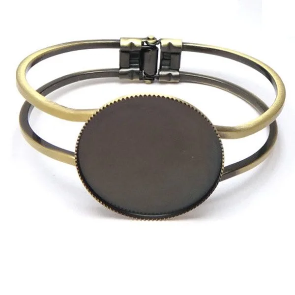 

25/30MM Round Blank Photo Openable Cuff Bracelet Blank Bezell, Antique bronze