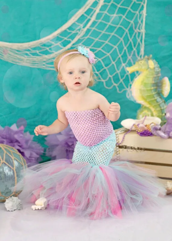 Vestido Tutú De Sirena Con Diseño De Sirena Para Niños Peque 