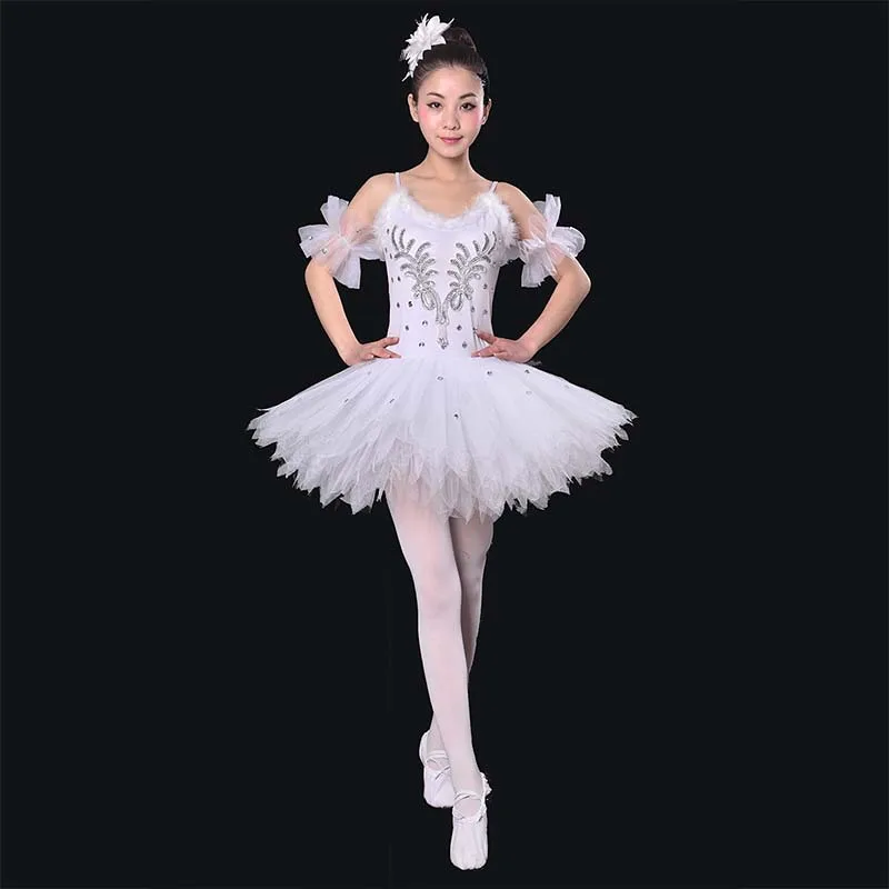 

Cheap Ballet Dresses For Adults Costume Black White Swan Dance Skirt Feather Ballet Leotard With Skirt DL2683