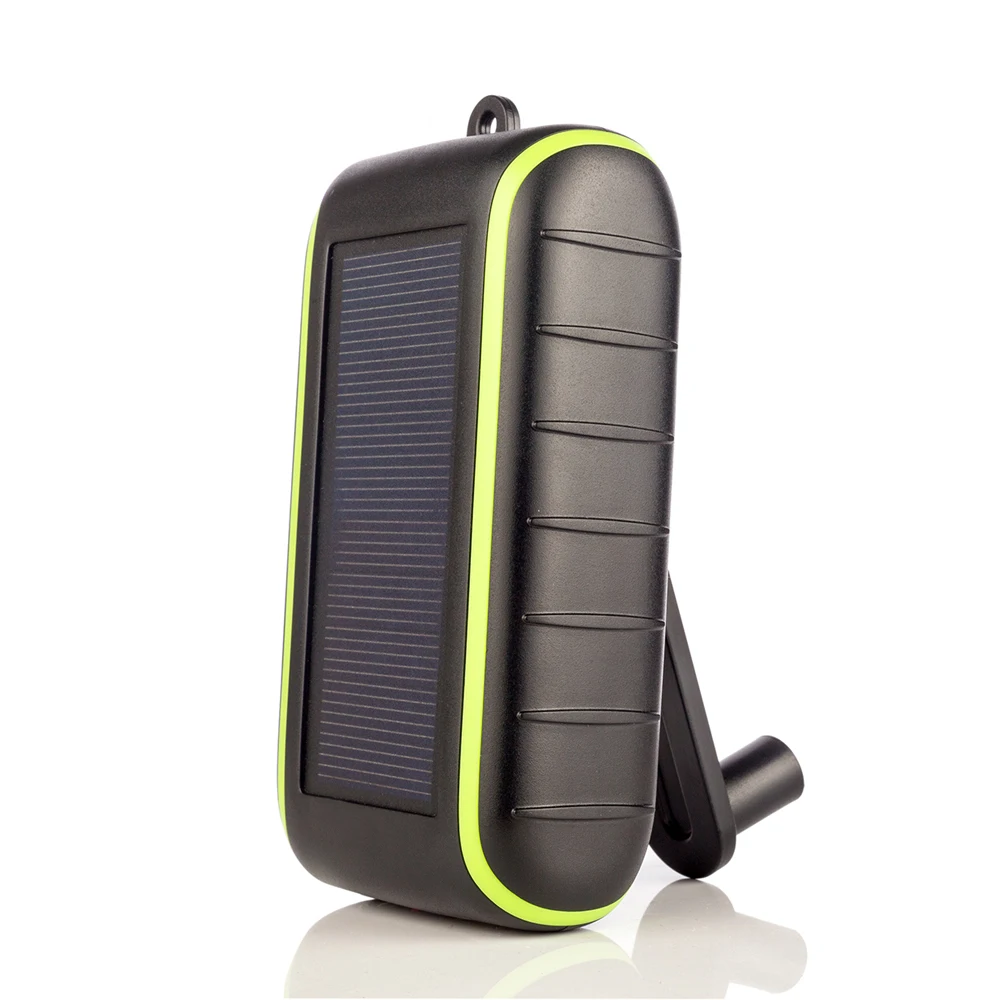 

Rechargeable emergency solar power bank LED light portable hand crank solar power bank new wholesale solar cellphone charger, Army green/black
