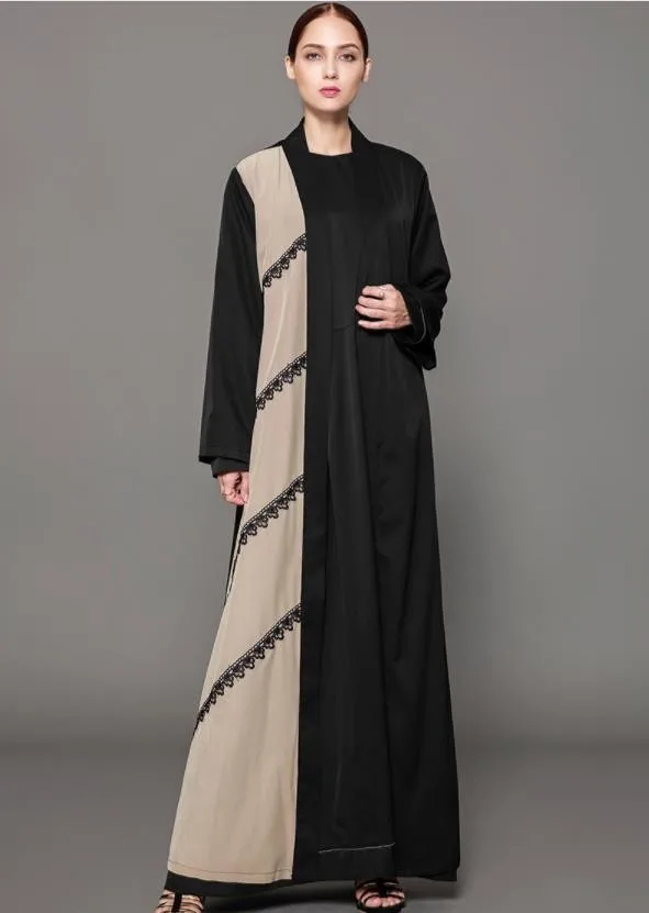 1563# Dubai Abaya Long Sleeve Belted Kimono Open Jubah Turkey Abaya 