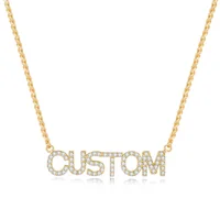 

Fashion custom personalized copper cubic zirconia full crystal name necklace