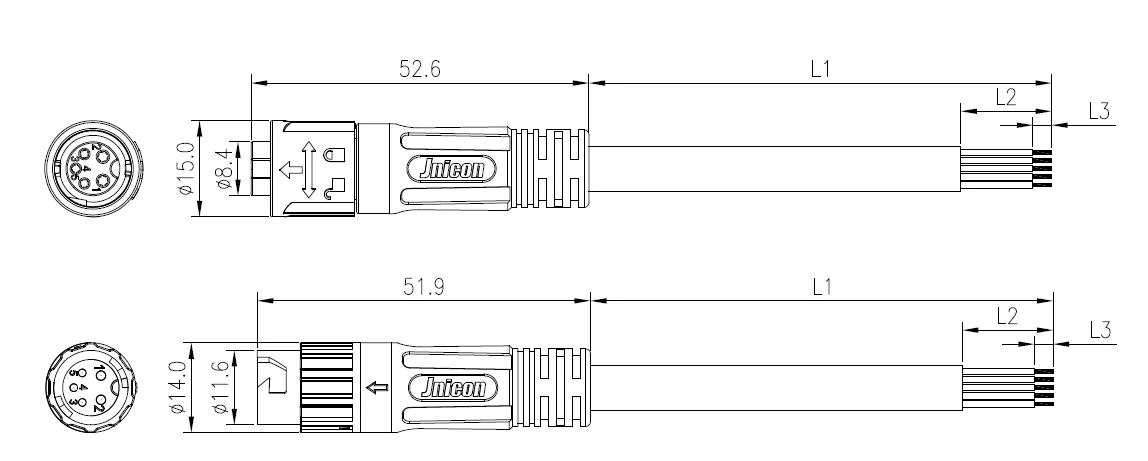 Jnicon M12 Male Or Female Gender And Automotive Application Led Power ...