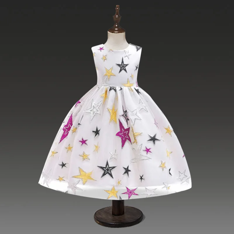 

Girls Dress Kids Star Summer Frocks For Girl Party Prom Gowns Children Wedding Birthday Outfits Vestidos Infantil Y11090, Can follow customers' requirements