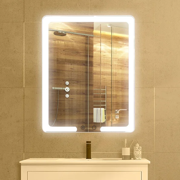 Competitive price small size wall-mounted LED bathroom mirror custom anti-fog function dimmable multi color light