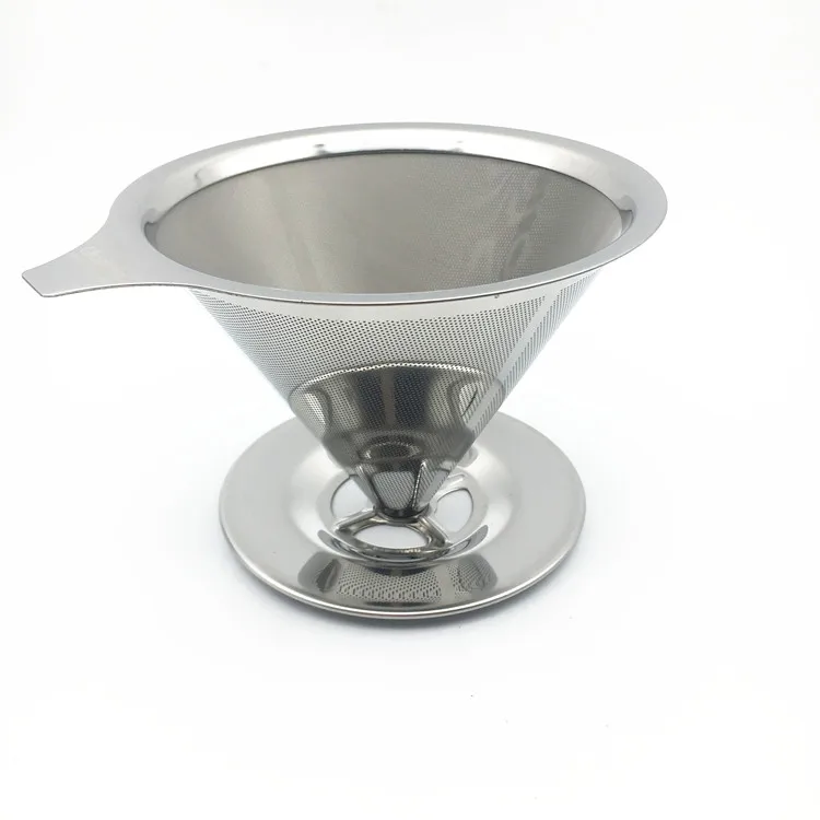 

Titanium Coated Stainless Steel Coffee Filter Cone/Clever Coffee Dripper /Drip Coffee Maker with Holder, Silver