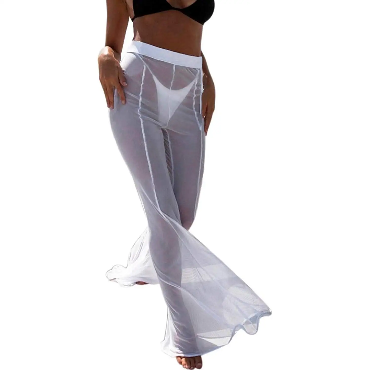 white swimsuit cover up pants