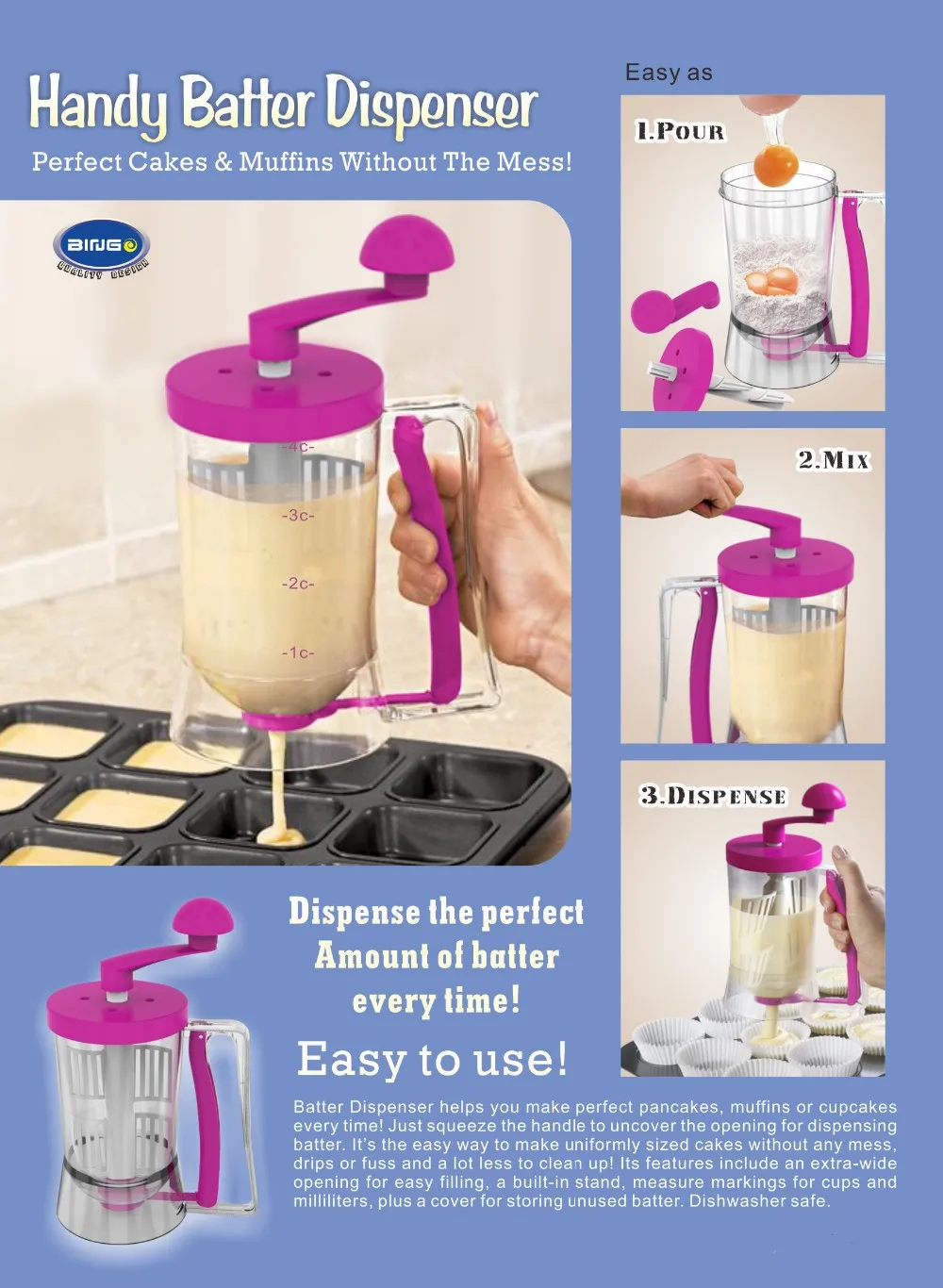 Plastic Handy Pancake Batter Dispenser,Liquid Butter Dispenser Buy