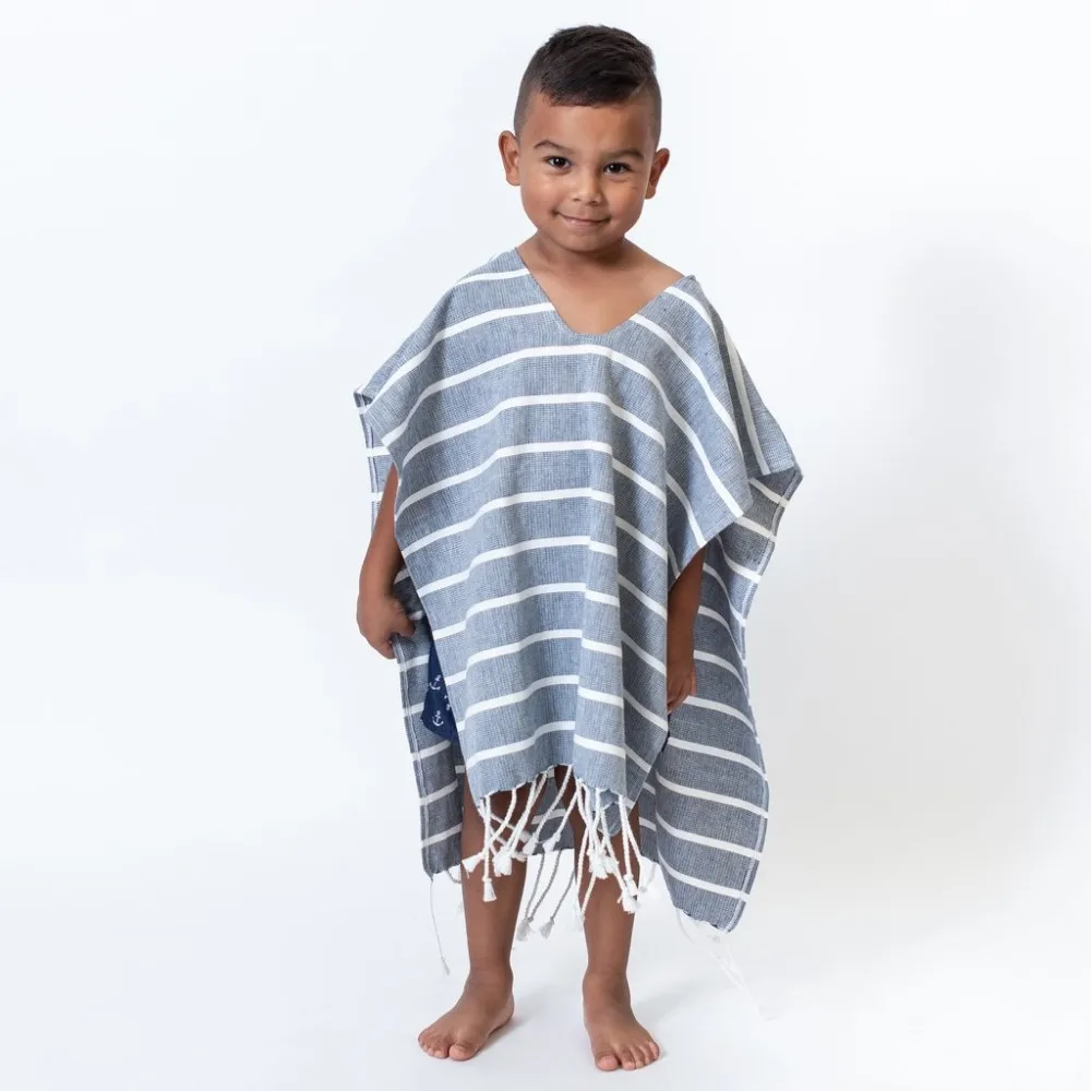 Personality Kids Poncho Towel Surf Kids Hooded Towel Custom Cotton Turkey Stripe Kids Back Pack supplier