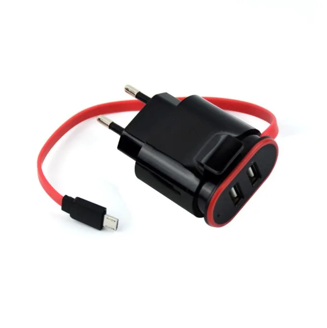 

black dual port wall charger with cable AU for micro 2.4 A