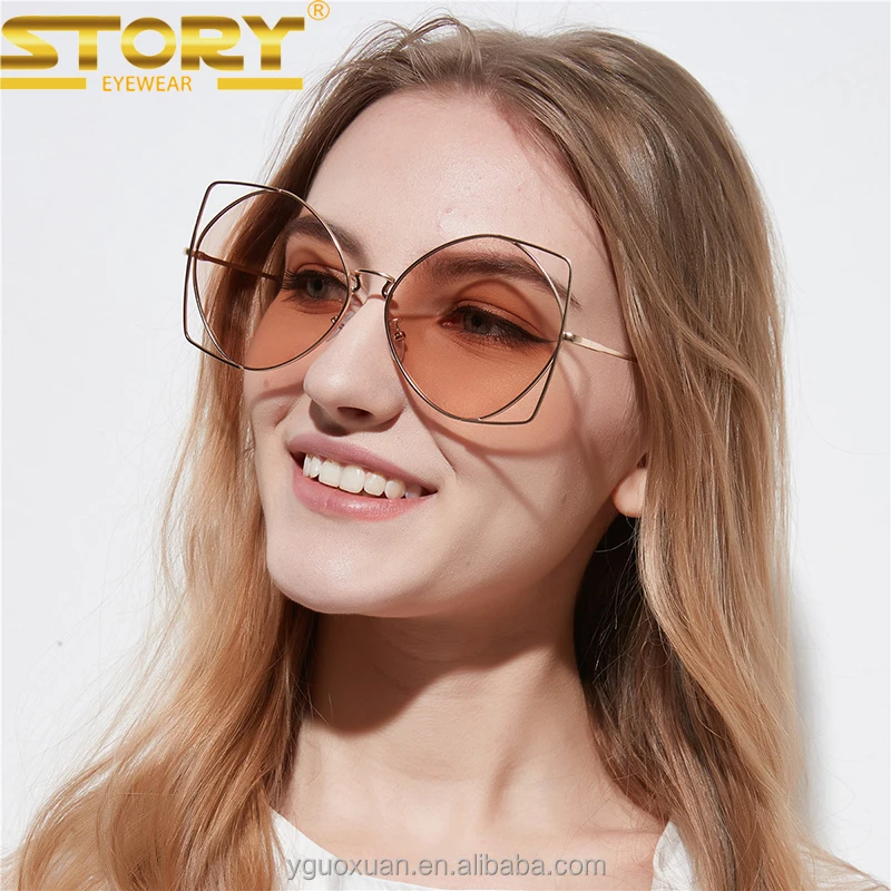 

STORY WHM1150 new fashion metal sunglasses uv400 italy brand design women ce sunglasses, Grey;pink