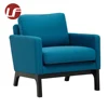 Professional custom hotel furniture luxury 2 1 seater sofa french blue fabric dining sofa
