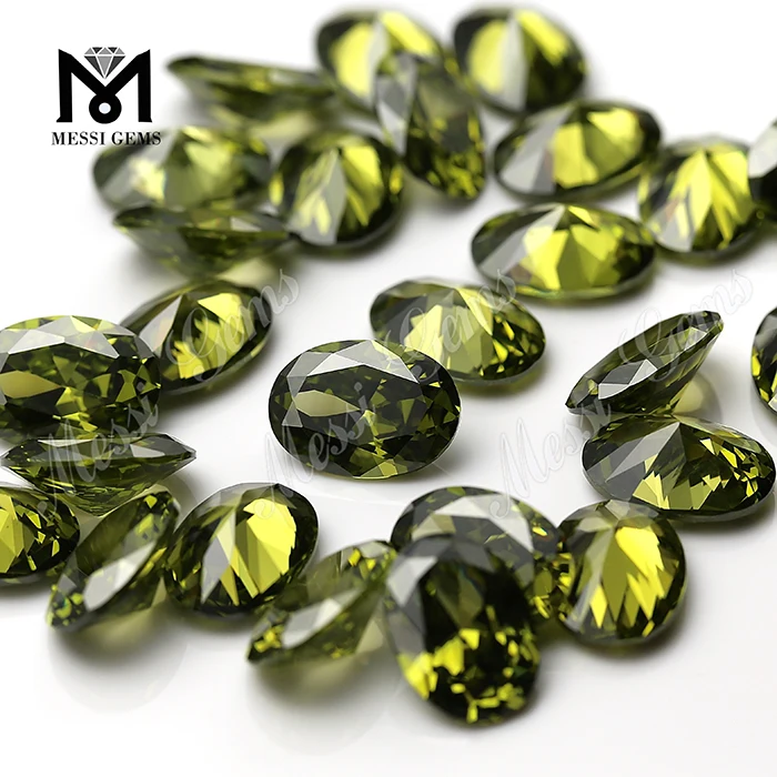 Taglio ovale 5x7mm Colore Play o Fire Olive Cubic Zirconia Heat